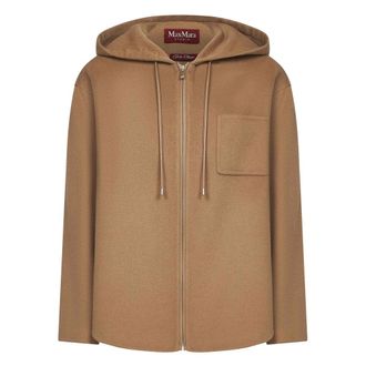 Max Mara Zip-throughs, female, Brown, S, Brown Wool Silk Cashmere Coat