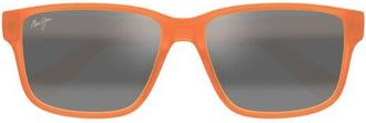 Maui Jim 58mm PolarizedPlus2 Rectangular Sunglasses in Matte Transparent Orange Grey at Nordstrom