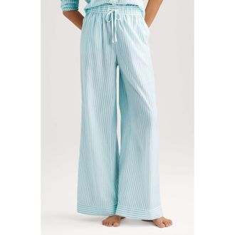 Tommy John Stripe High Waist Woven Sleep Pants in Clearwater Coastal Stripe at Nordstrom, Size X-Large