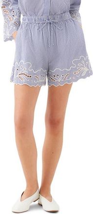 Fifteen Twenty Darcy Stripe Shorts in Navy W/Off White at Nordstrom, Size X-Small