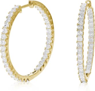 Vir Jewels 3 cttw Princess Cut Diamond Inside Out Hoop Earrings 14K Yellow Gold Prong 1 Inch