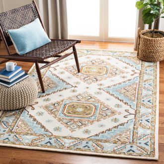 Safavieh Capri Hand Made Area Rug, Ivory / Rust Traditional Style Non-Shedding