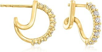 Ross-Simons Lab-Grown Diamond Double-Hoop Earrings in 18kt Gold Over Sterling