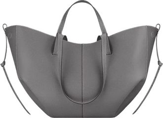 Generic Large Capacity Womens Handbag, Leather Pleated Wing Bag, One Shoulder Underarm(Silver gray,S)