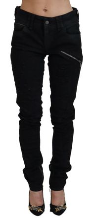 John Galliano Black Cotton Mid Waist Skinny Slim Fit Denim Womens Jeans - Size 28 (Waist)