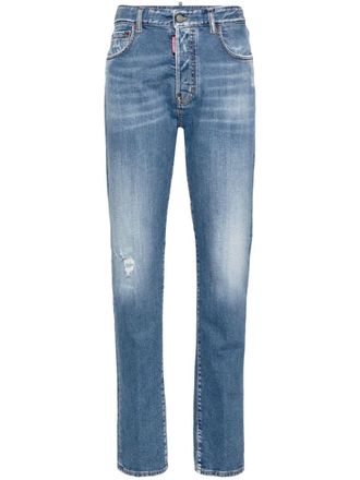 Dsquared2 642 straight-leg stonewashed jeans - women - Cotton/Spandex/Elastane/Polyester/Cotton - 36 - Blue