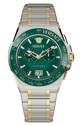 Versace Greca Reaction Chronograph Two-Tone Bracelet Watch, 43mm in Two Tone at Nordstrom