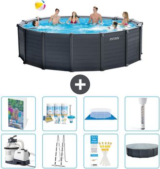 Intex Piscina Graphite Panel Redonda - 478x124 Cm - 9-piezas S574