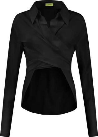 Gauge81 Zwarte Zijden Shirt Sabina Stijl - Dames - Overhemden - Zwart - M - Overhemden
