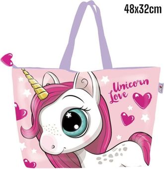 Trade Shop Trade Shop - Borsa Da Mare Unicorno Rosa Per Donna E Bambina Shopping Bag Unicorn Love