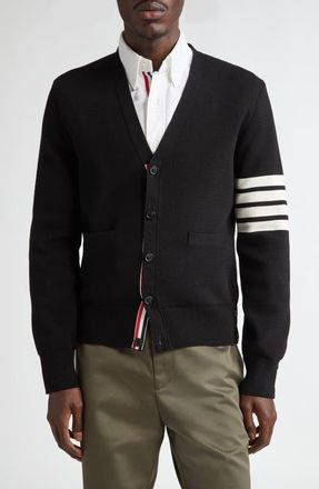 Thom Browne 4-Bar Milano Knit Cardigan in Black at Nordstrom, Size 1