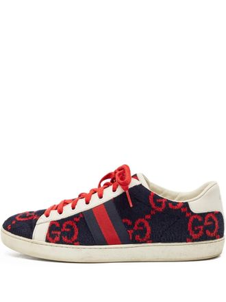 Gucci Ace sneakers - women - Calf Leather/Velvet/Calf Leather/Rubber - 40 - Blue