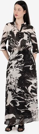 Alessia Santi Abito lungo stampa floreale nero / bianco