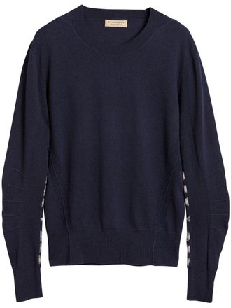 Burberry check detail sweater - men - Merino - L/XL - Blue