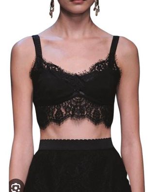 Dolce & Gabbana Sicily Black LACE Satin Top Size S