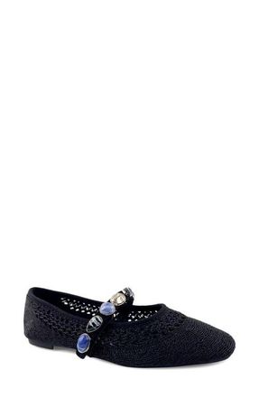 Kenneth Cole Zeta Stones Embellished Knit Ballet Flat in Black Knit at Nordstrom, Size 6.5