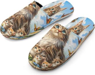 Generic Cats Cute Butterfly Mens Cotton Slippers Memory Foam Comfort House Shoes Winter Indoor Slipper for Hotel Casa Spa