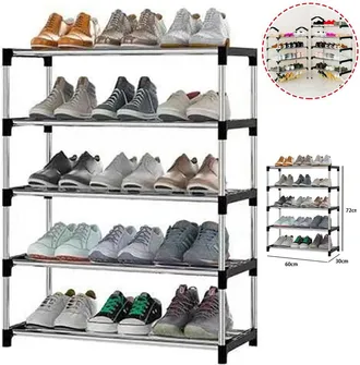 Trade Shop Trade Shop - Scarpiera Scaffale Casa Multiuso 5 Ripiani In Metallo Salvaspazio 60x30x72cm