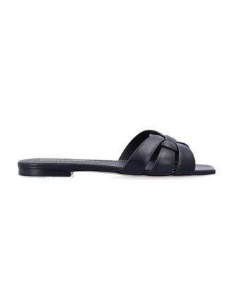 Saint Laurent Black Solid Tribute Sandals