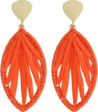 Panacea Rattan Marquise Drop Earrings in Orange at Nordstrom