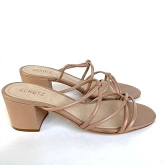 Schutz Womens Princey Strappy Block Heel Sandals In Beige