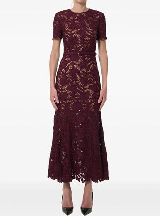 Self Portrait Burgundy Lace Midi Dress