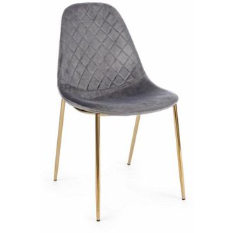 BIZZOTTO Sedia Terry con gambe in tubolare di acciaio con cromatura dorata, per arredo interno 48 x 55 x h 85 cm -Grigio Scuro / Confezione da 4 pezzi