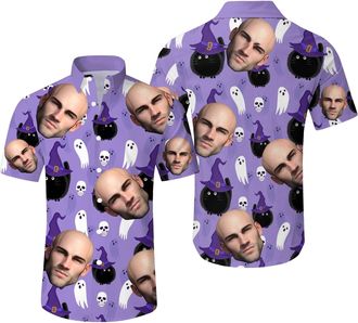 Generic Custom Hawaiian Shirt with Face Pet Picture Funny Hawaiian Shirt with Face Personalized Funny Button Up Shirts for Men (UK, Alpha, 3XL, Regular, Regul