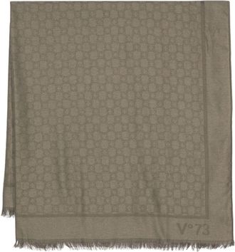 V° 73 logo-pattern scarf - women - Polyester - One Size - Green