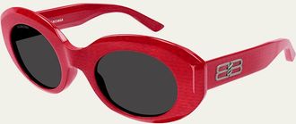 Balenciaga Logo Oval Acetate Sunglasses