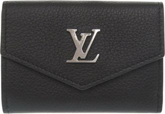 Louis Vuitton Black Noir Leather Wallet (Tri-Fold) (Pre-Owned)