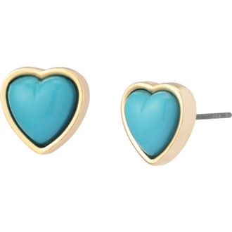 Betsey Johnson Heart Stud Earrings in Turquoise at Nordstrom