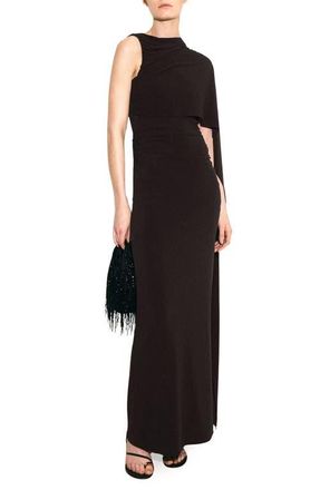 Mango Asymmetric Cape Maxi Dress in Brown at Nordstrom, Size X-Large