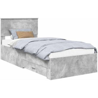 vidaXL Bed Frame with Drawer Concrete Grey 90 x 200 cm Engineered Wood vidaXL