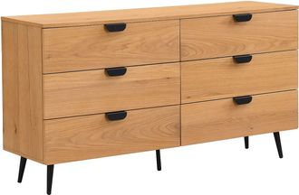 Vente-Unique C&oacute;moda 6 cajones - Chapado en roble - Color: natural y negro - SINOLO