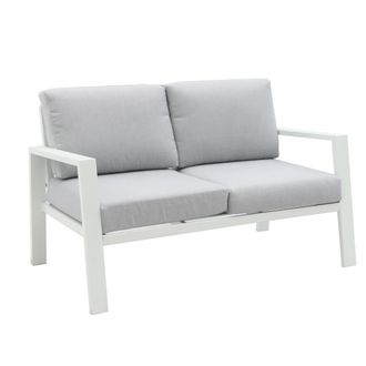 LOLAhome Sof&aacute; de jard&iacute;n y exterior blanco de aluminio