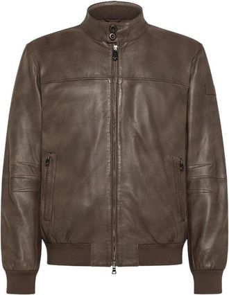 Peuterey Vintage-Inspired Leather Bomber Jacket
