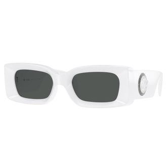 Versace Sunglasses Rectangle Full Rim, White Frame And Dark Grey Lens Ve4474U314/87