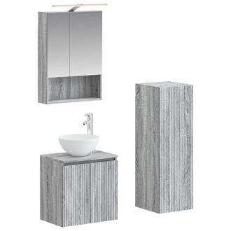 vidaXL Juego De Muebles De Ba&ntilde;o 4 Pcs Sonoma Gris Vidaxl