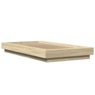 Berkfield Home Durable Bed Frame with LED Lights without Mattress Sonoma Oak 75x190cm in Light Tan | Size: 75x190 cm