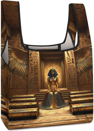 Generic Isis-Queen Pharaoh Thoth Anubis Shopping Bag Reusable Grocery Tote Bag Foldable Handbag for Travel Picnic