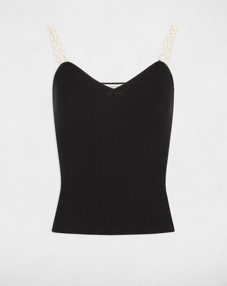 Morgan Trui in ribtricot met schouderbandjes