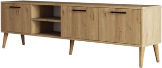 Calicosy Mueble de TV 2 nichos 3 puertas L180 cm - Efecto Roble