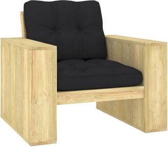 vidaXL Silla De Jard&iacute;n Y Cojines Negro Madera Pino Impregnada Vidaxl
