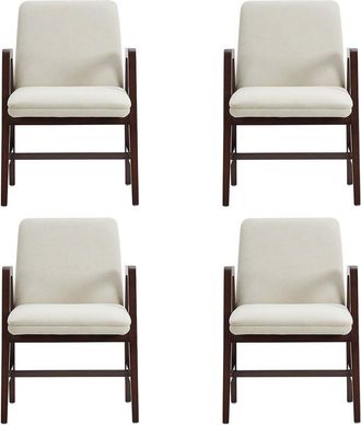 Manhattan Comfort Set Of 4 Stella Velvet Dining Armchairs With Beech Wood Legs
