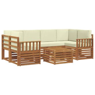 vidaXL Conjunto De Sof&aacute;s De Exterior Con Coj&iacute;n 7 Pcs Natural Y Crema Vidaxl