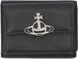 Vivienne Westwood Orb plaque trifold wallet - women - Leather - One Size - Black