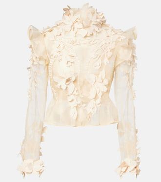 Zimmermann Hypnotic floral-appliqué silk blouse