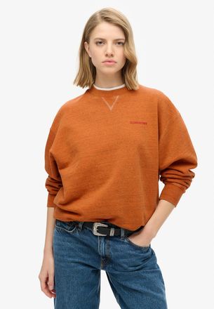 Superdry Sweatshirt SUPERDRY ESSENTIAL LOGO OVERDYED SWEAT, Damen, Gr. L, orange (denver orange), Sweatware, Obermaterial: 100% Baumwolle, unifarben, l&auml;ssig ge