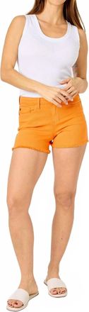 Judy Blue Fray Hem Denim Shorts In Orange
